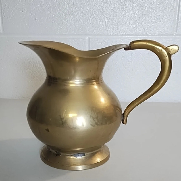 Vintage Brass Made in India Pitcher Vase - Picture 3 of 11